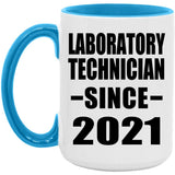 Laboratory Technician Since 2021 - 15oz Accent Mug Blue