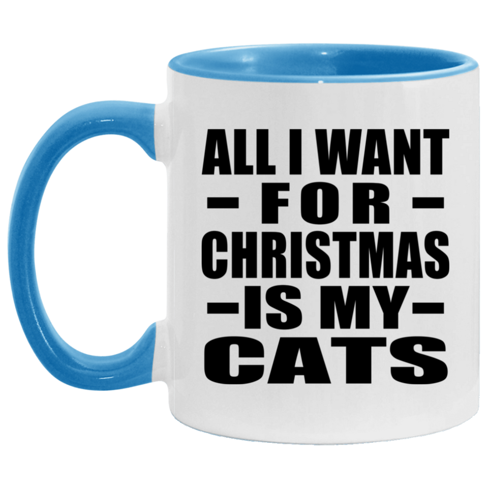 All I Want For Christmas Is My Cats - 11oz Accent Mug Blue