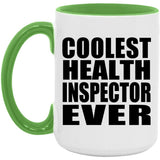 Coolest Health Inspector Ever - 15oz Accent Mug Green