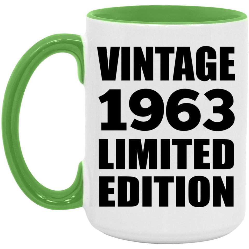 61st Birthday Vintage 1963 Limited Edition - 15oz Accent Mug Green