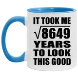 93rd Birthday Took Square Root of 8649 Years To Look Good - 11oz Accent Mug Blue
