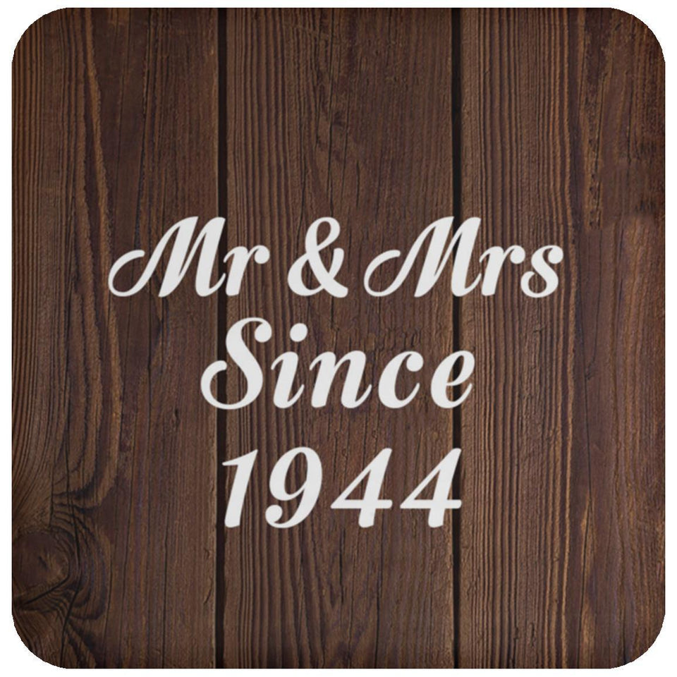 80th Anniversary Mr & Mrs Since 1944 - Drink Coaster D
