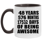48th Birthday 48 Years 576 Months 17532 Days Of Awesome - 11oz Accent Mug Black