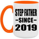 Step Father Since 2019 - 15oz Accent Mug Orange