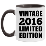 8th Birthday Vintage 2016 Limited Edition - 11oz Accent Mug Black