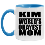 Kim World's Okayest Mom - 11oz Accent Mug Blue
