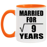 3rd Anniversary Married For Square Root of 9 Years - 11oz Accent Mug Orange
