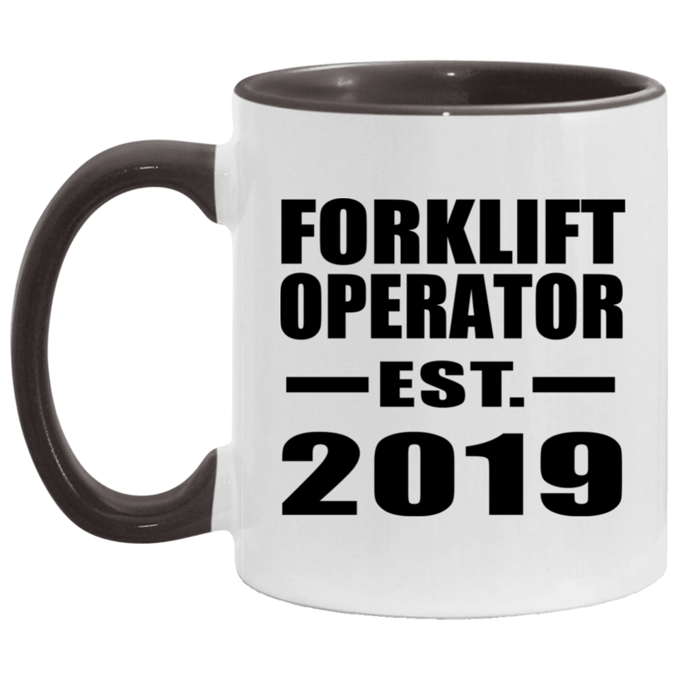 Forklift Operator Established EST. 2019 - 11oz Accent Mug Black