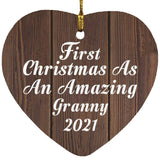 First Christmas As An Amazing Granny 2021 - Heart Ornament D