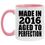 8th Birthday Made In 2016 Aged to Perfection - 11oz Accent Mug Pink