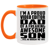 Proud Video Editor Dad Of Awesome Son - 11oz Accent Mug Orange