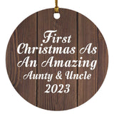 First Christmas As An Amazing Aunty & Uncle 2023 - Circle Ornament D
