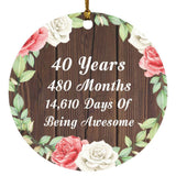 40th Birthday 40 Years 480 Months 14,610 Days Of Awesome - Circle Ornament A