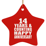 Happy 14th Anniversary 14 Years & Counting - Star Ornament