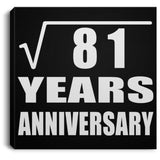 9th Anniversary Square Root of 81 Years Anniversary - Canvas Square