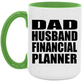 Dad Husband Financial Planner - 15oz Accent Mug Green