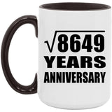 93rd Anniversary Square Root of 8649 Years Anniversary - 15oz Accent Mug Black