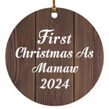 First Christmas As Mamaw 2024 - Circle Ornament D