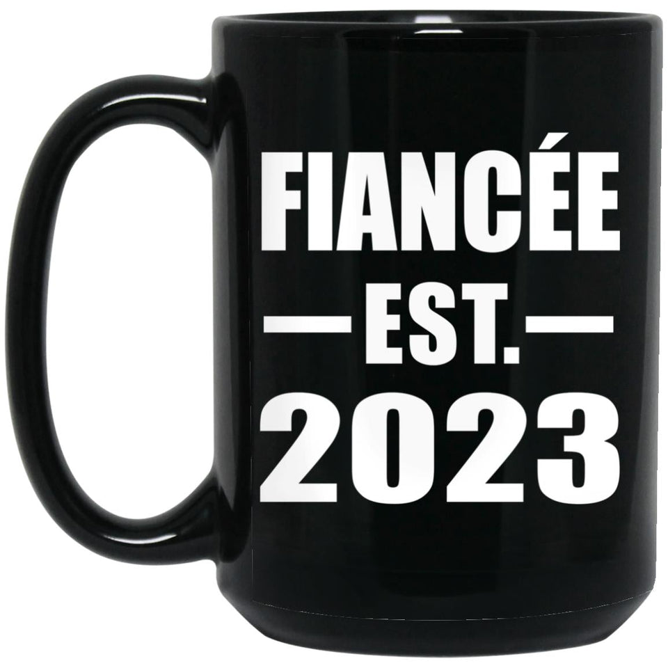 Fiancee Established EST. 2023 - 15oz Coffee Mug Black