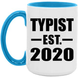 Typist Established EST. 2020 - 15oz Accent Mug Blue