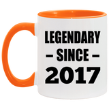 7th Birthday Legendary Since 2017 - 11oz Accent Mug Orange