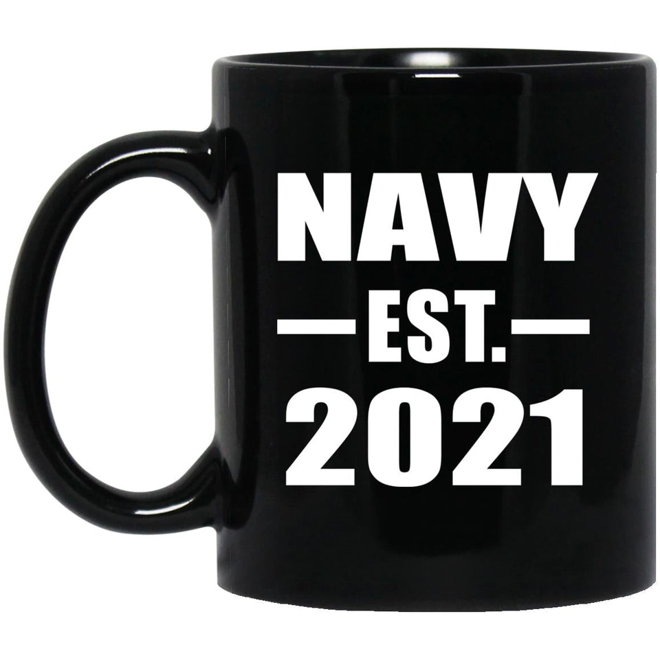 Navy Established EST. 2021 - 11oz Coffee Mug Black