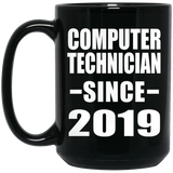 Computer Technician Since 2019 - 15oz Coffee Mug Black