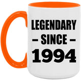 30th Birthday Legendary Since 1994 - 15oz Accent Mug Orange