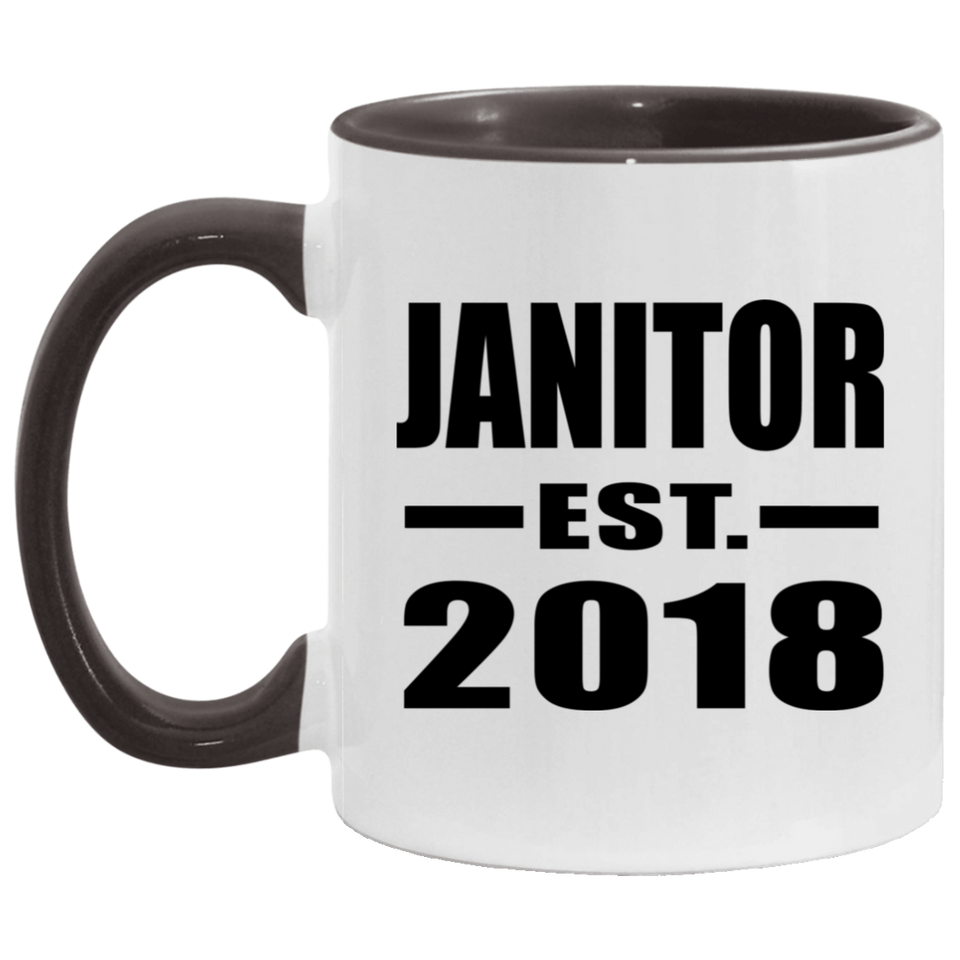 Janitor Established EST. 2018 - 11oz Accent Mug Black