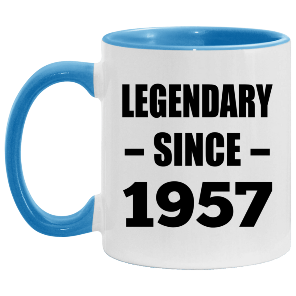 67th Birthday Legendary Since 1957 - 11oz Accent Mug Blue