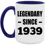 85th Birthday Legendary Since 1939 - 15oz Accent Mug Purple
