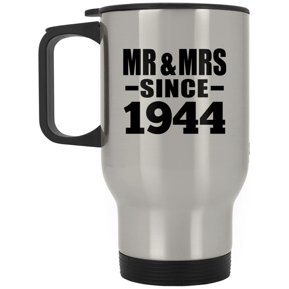 80th Anniversary Mr & Mrs Since 1944 - Silver Travel Mug