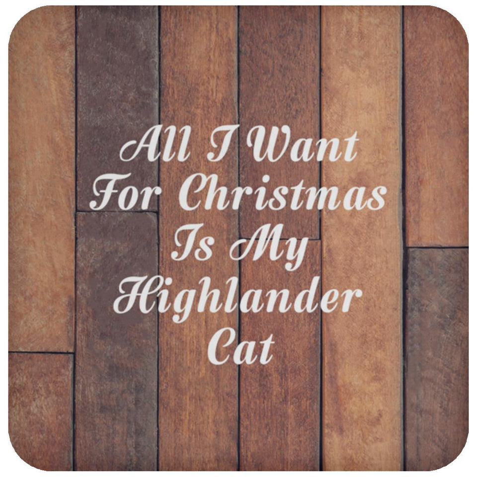 All I Want For Christmas Is My Highlander Cat - Drink Coaster E