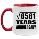 81st Anniversary Square Root of 6561 Years Anniversary - 11oz Accent Mug Red