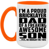 Proud Bricklayer Dad Of Awesome Son - 15oz Accent Mug Orange