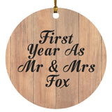 First Year As Mr & Mrs Fox - Circle Ornament C