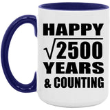 Happy 50th Anniversary Square Root of 2500 Years & Counting - 15oz Accent Mug Purple