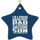 Proud Airline Pilot Dad Of Awesome Son - Star Ornament