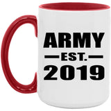 Army Established EST. 2019 - 15oz Accent Mug Red