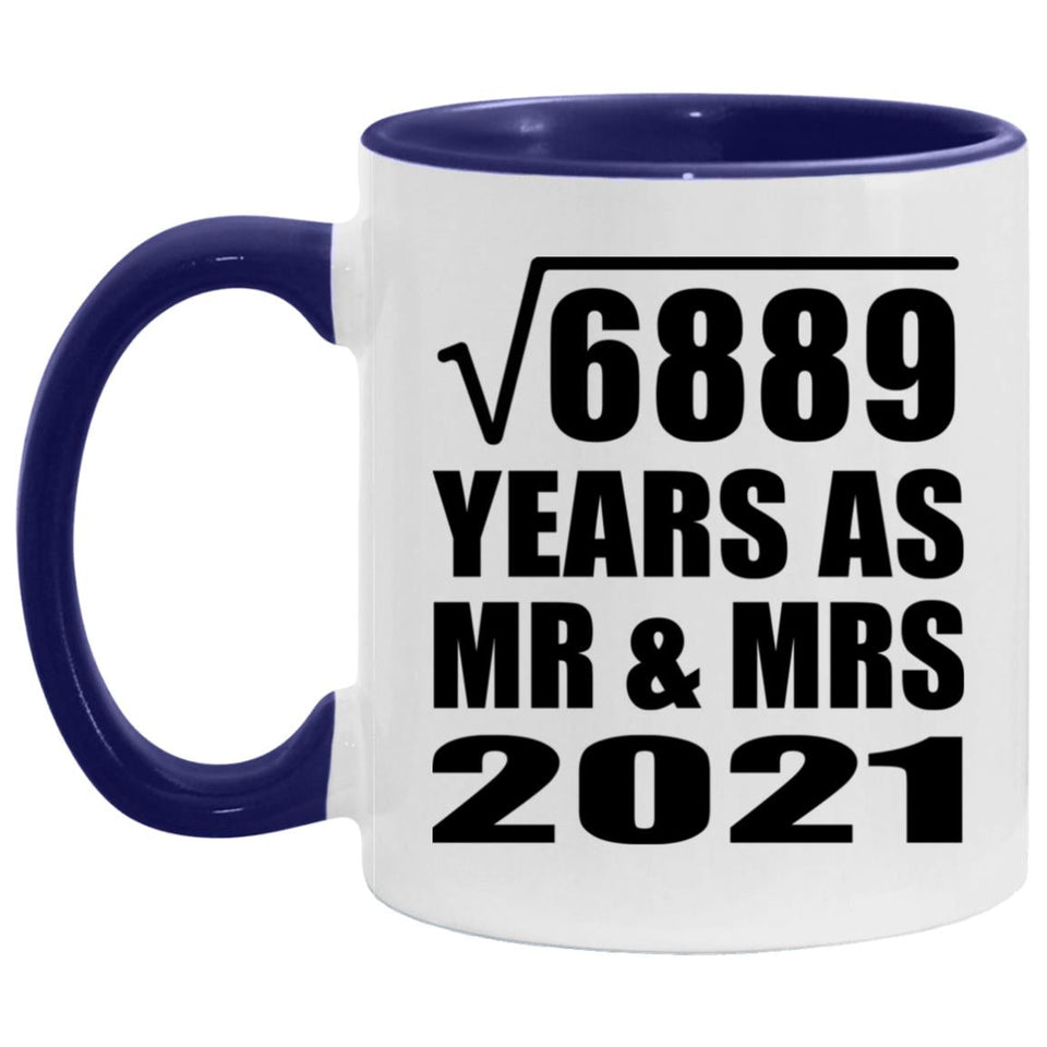 83rd Anniversary Square Root of 6889 Years As Mr & Mrs 2021 - 11oz Accent Mug Purple
