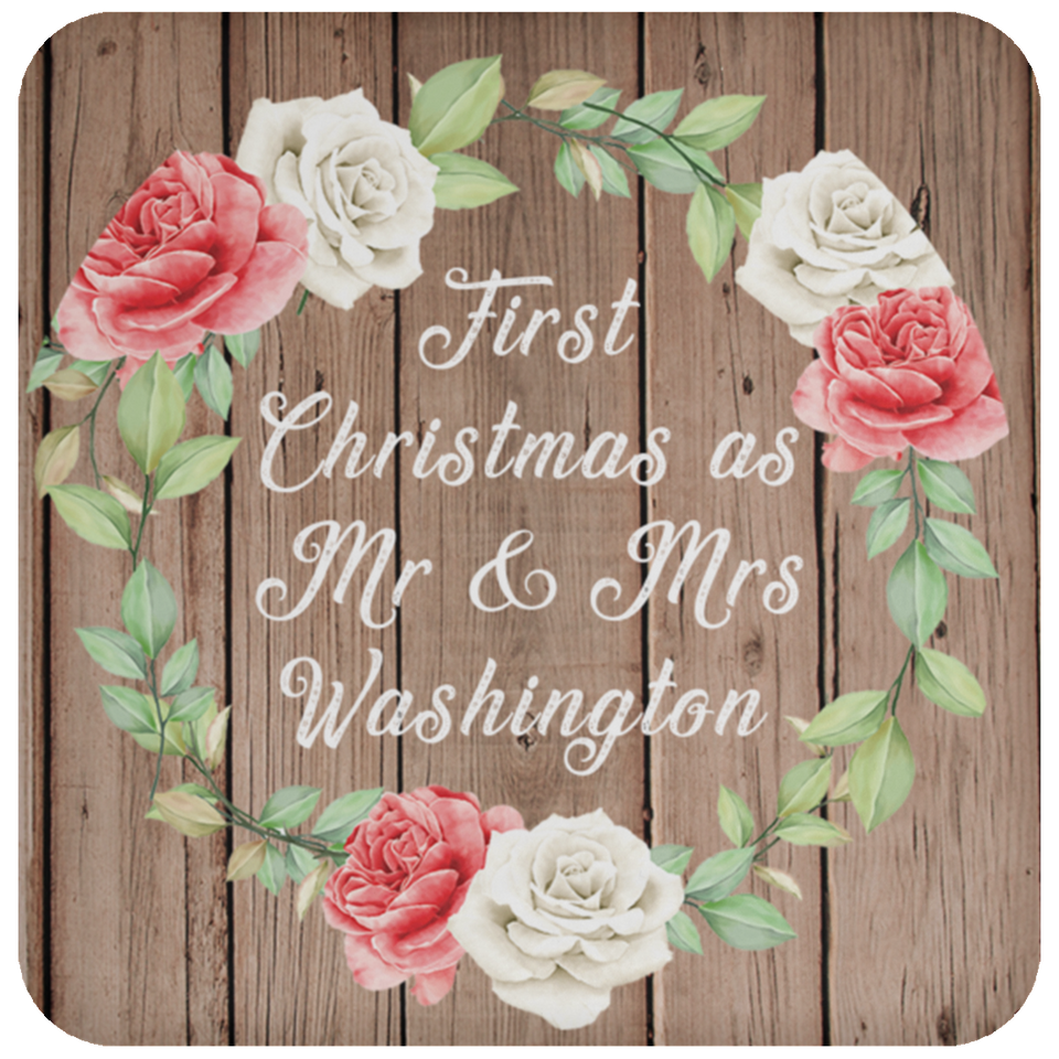 First Christmas As Mr & Mrs Washington - Drink Coaster B