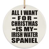 All I Want For Christmas Is My Irish Water Spaniel - Circle Ornament