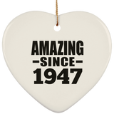 77th Birthday Amazing Since 1947 - Heart Ornament