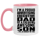 Proud Advertising Executive Dad Of Awesome Son - 11oz Accent Mug Pink