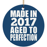 7th Birthday Made In 2017 Aged to Perfection - Circle Ornament