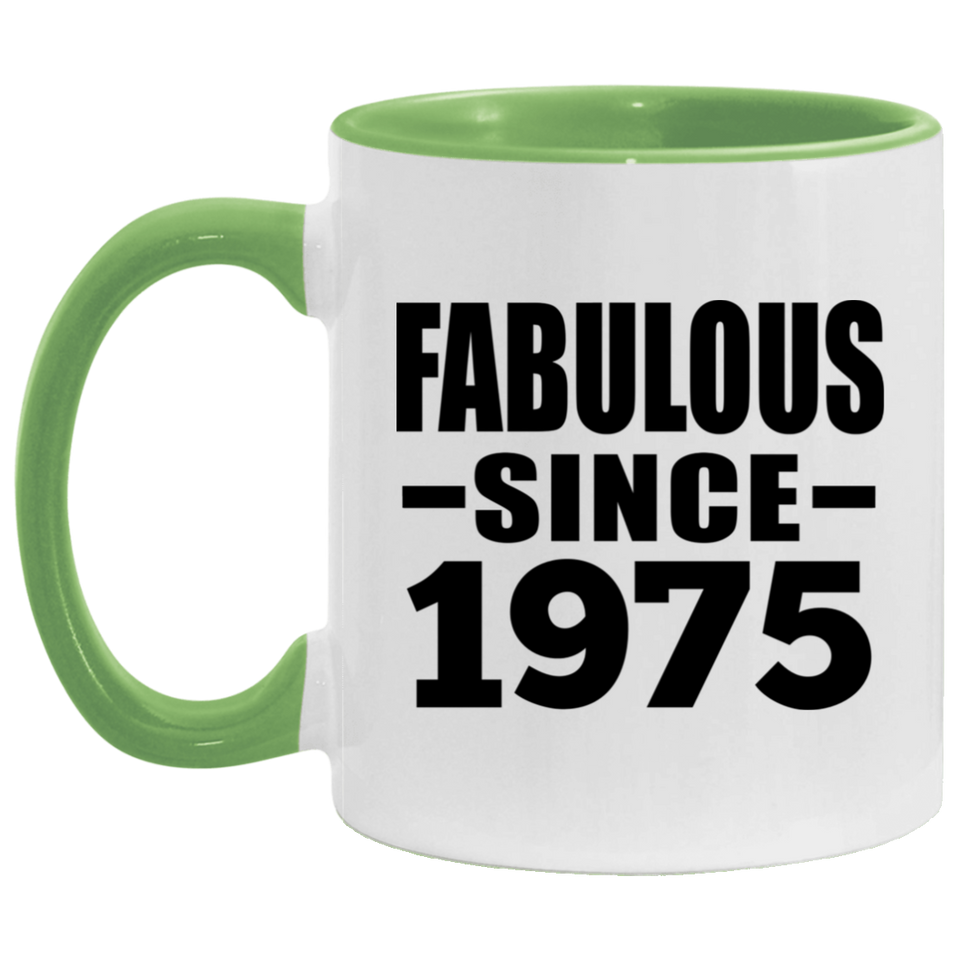 49th Birthday Fabulous Since 1975 - 11oz Accent Mug Green