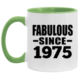 49th Birthday Fabulous Since 1975 - 11oz Accent Mug Green
