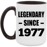 47th Birthday Legendary Since 1977 - 15oz Accent Mug Black