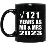 11th Anniversary Square Root of 121 Years As Mr & Mrs 2023 - 11oz Coffee Mug Black