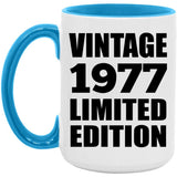 47th Birthday Vintage 1977 Limited Edition - 15oz Accent Mug Blue
